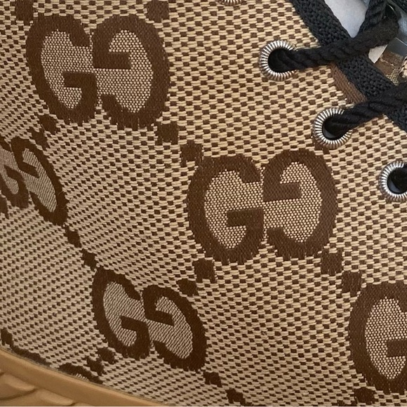 Gucci Beige and Black High-Top Sneakers - Picture 1 of 9